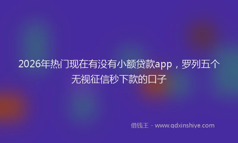 2026年热门现在有没有小额贷款app，罗列五个无视征信秒下款的口子