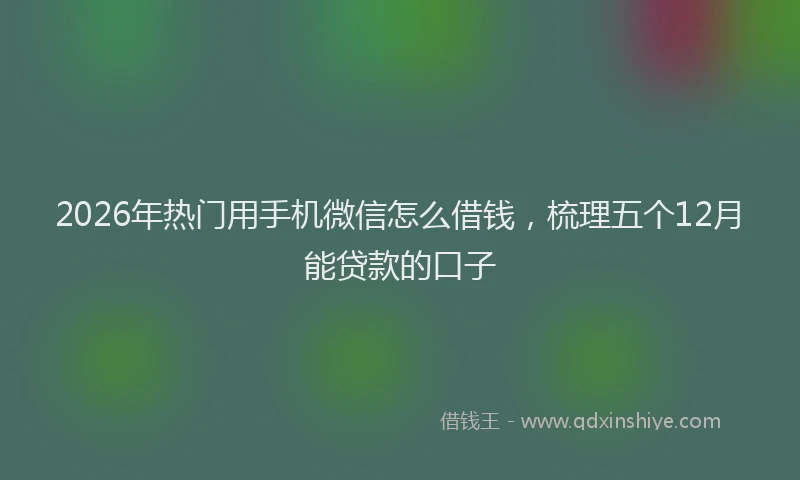 2026年热门用手机微信怎么借钱，梳理五个12月能贷款的口子