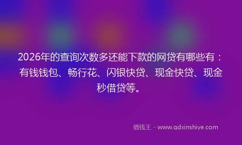2026年的查询次数多还能下款的网贷有哪些有：有钱钱包、畅行花、闪银快贷、现金快贷、现金秒借贷等。