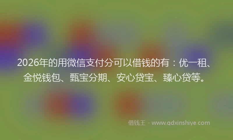 2026年的用微信支付分可以借钱的有：优一租、金悦钱包、甄宝分期、安心贷宝、臻心贷等。