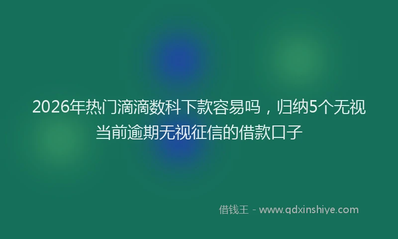 2026年热门滴滴数科下款容易吗，归纳5个无视当前逾期无视征信的借款口子