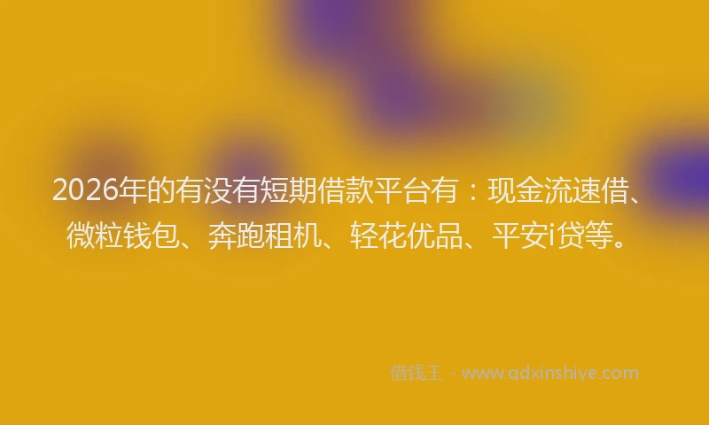 2026年的有没有短期借款平台有：现金流速借、微粒钱包、奔跑租机、轻花优品、平安i贷等。