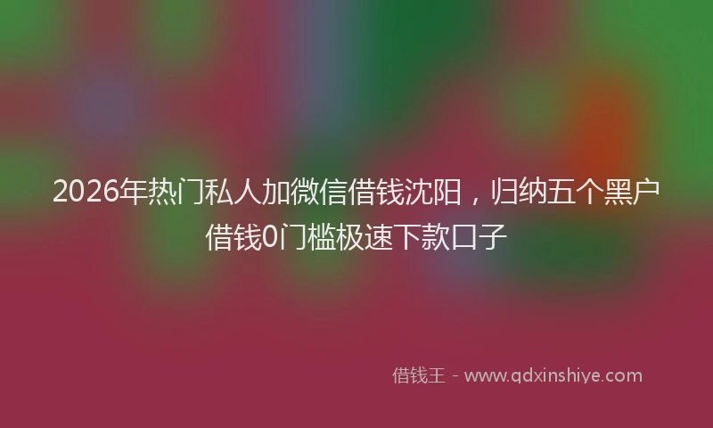 2026年热门私人加微信借钱沈阳，归纳五个黑户借钱0门槛极速下款口子