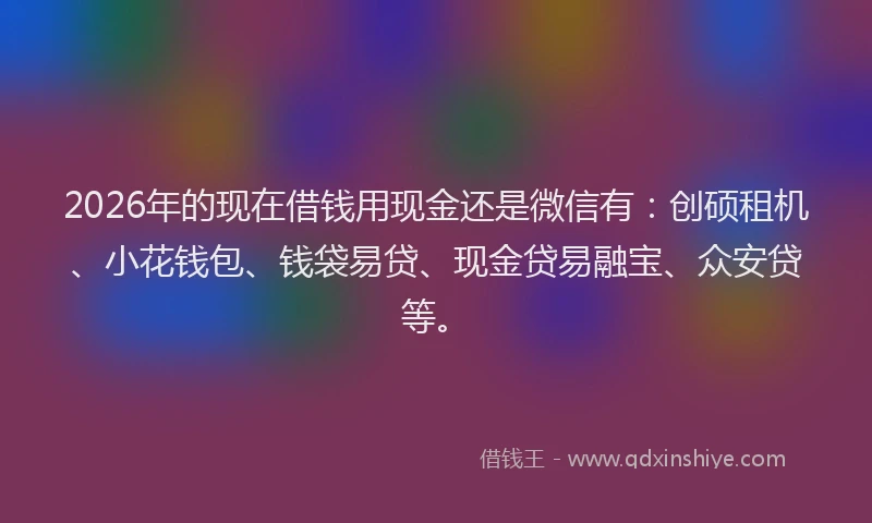 2026年的现在借钱用现金还是微信有：创硕租机、小花钱包、钱袋易贷、现金贷易融宝、众安贷等。