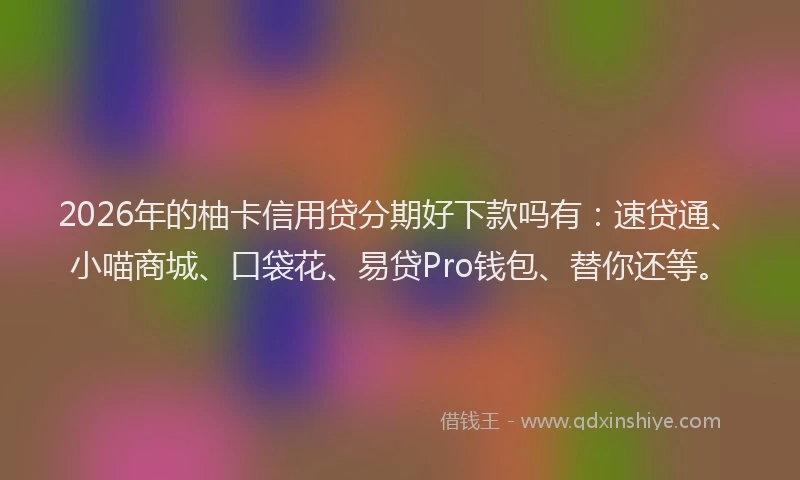 2026年的柚卡信用贷分期好下款吗有：速贷通、小喵商城、口袋花、易贷Pro钱包、替你还等。
