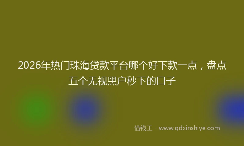 2026年热门珠海贷款平台哪个好下款一点，盘点五个无视黑户秒下的口子