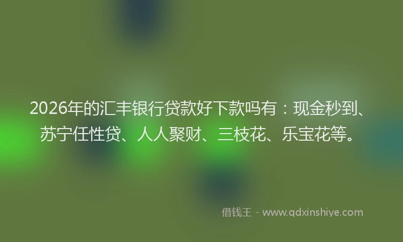 2026年的汇丰银行贷款好下款吗有：现金秒到、苏宁任性贷、人人聚财、三枝花、乐宝花等。