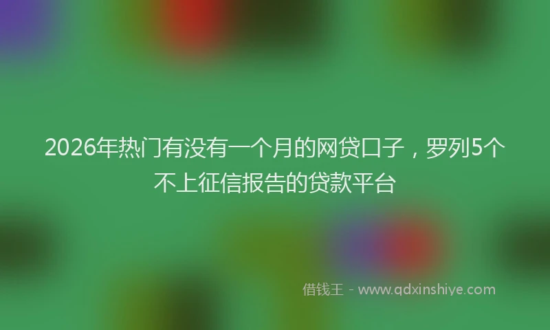2026年热门有没有一个月的网贷口子，罗列5个不上征信报告的贷款平台