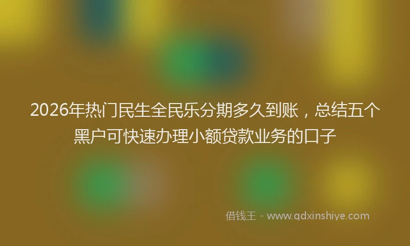 2026年热门民生全民乐分期多久到账，总结五个黑户可快速办理小额贷款业务的口子