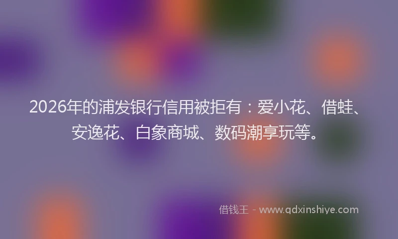 2026年的浦发银行信用被拒有:爱小花、借蛙、安逸花、白象商城、数码潮享玩等。