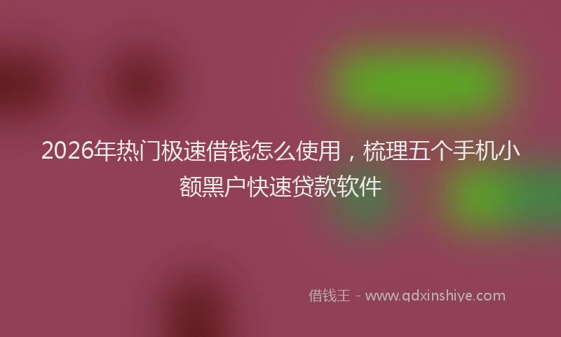 2026年热门极速借钱怎么使用，梳理五个手机小额黑户快速贷款软件