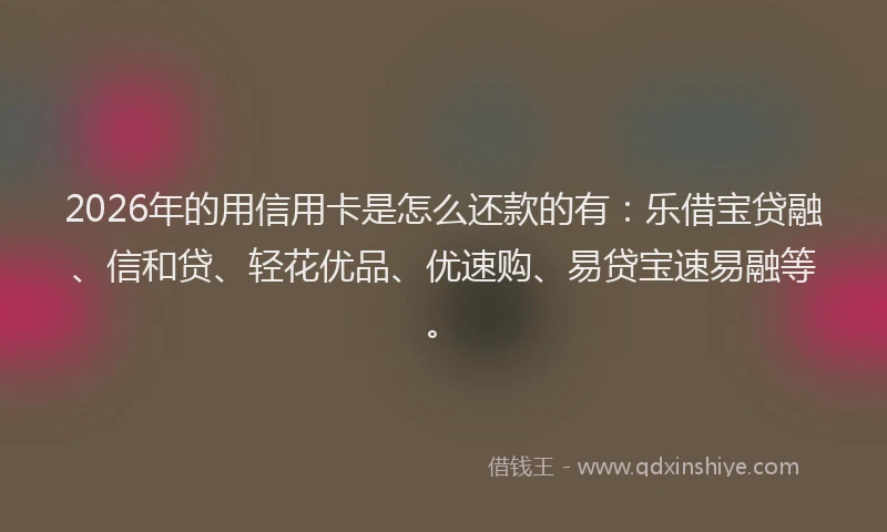 2026年的用信用卡是怎么还款的有：乐借宝贷融、信和贷、轻花优品、优速购、易贷宝速易融等。