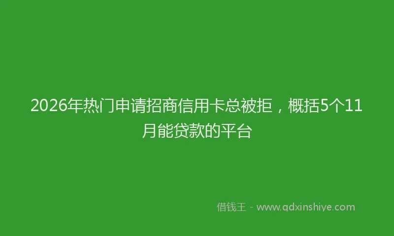 2026年热门申请招商信用卡总被拒，概括5个11月能贷款的平台