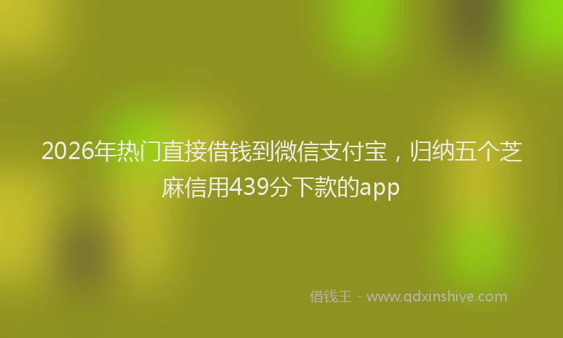 2026年热门直接借钱到微信支付宝，归纳五个芝麻信用439分下款的app