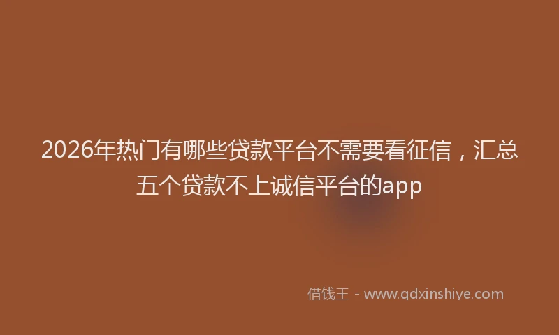 2026年热门有哪些贷款平台不需要看征信，汇总五个贷款不上诚信平台的app