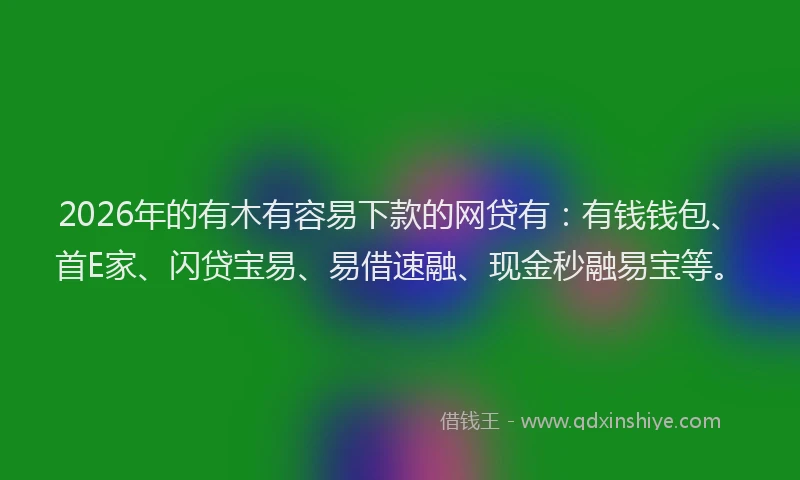 2026年的有木有容易下款的网贷有：有钱钱包、首E家、闪贷宝易、易借速融、现金秒融易宝等。