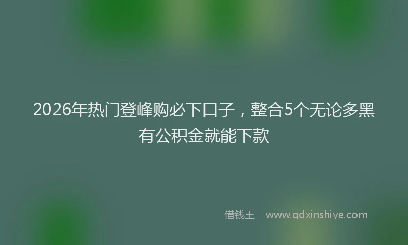 2026年热门登峰购必下口子，整合5个无论多黑有公积金就能下款