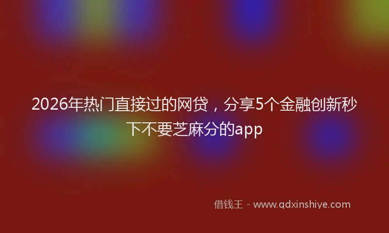 2026年热门直接过的网贷，分享5个金融创新秒下不要芝麻分的app