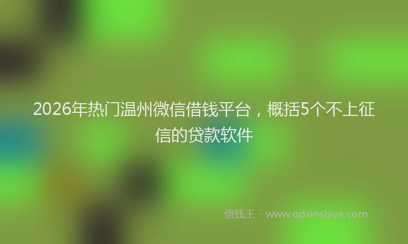 2026年热门温州微信借钱平台，概括5个不上征信的贷款软件