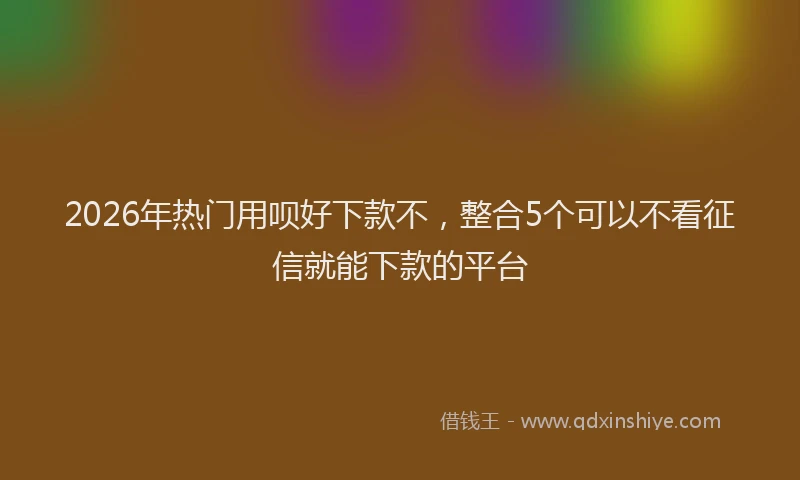 2026年热门用呗好下款不，整合5个可以不看征信就能下款的平台