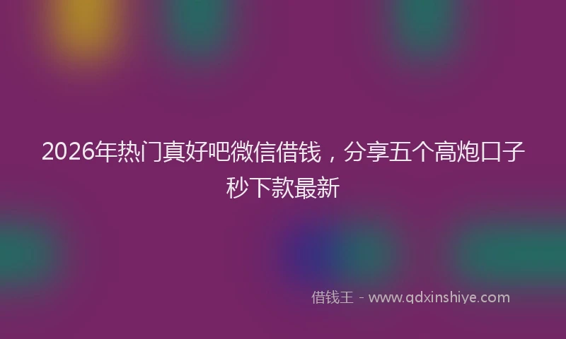 2026年热门真好吧微信借钱，分享五个高炮口子秒下款最新
