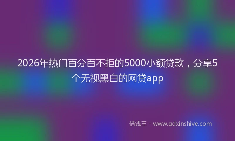 2026年热门百分百不拒的5000小额贷款，分享5个无视黑白的网贷app