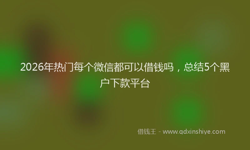 2026年热门每个微信都可以借钱吗，总结5个黑户下款平台