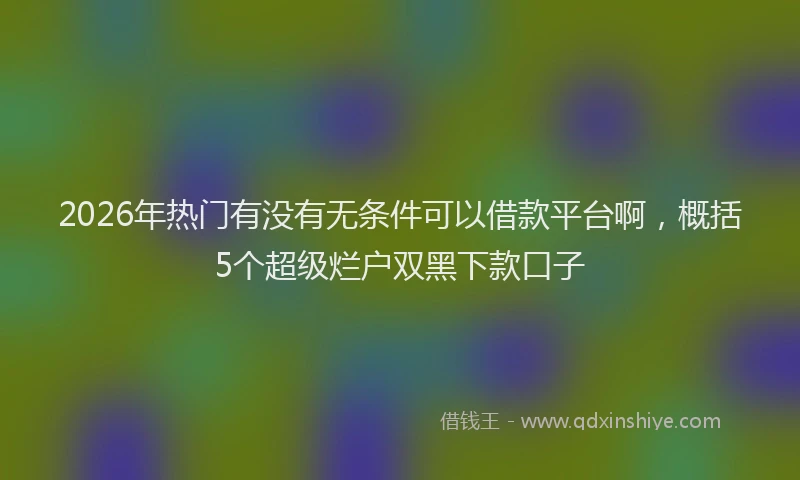 2026年热门有没有无条件可以借款平台啊，概括5个超级烂户双黑下款口子