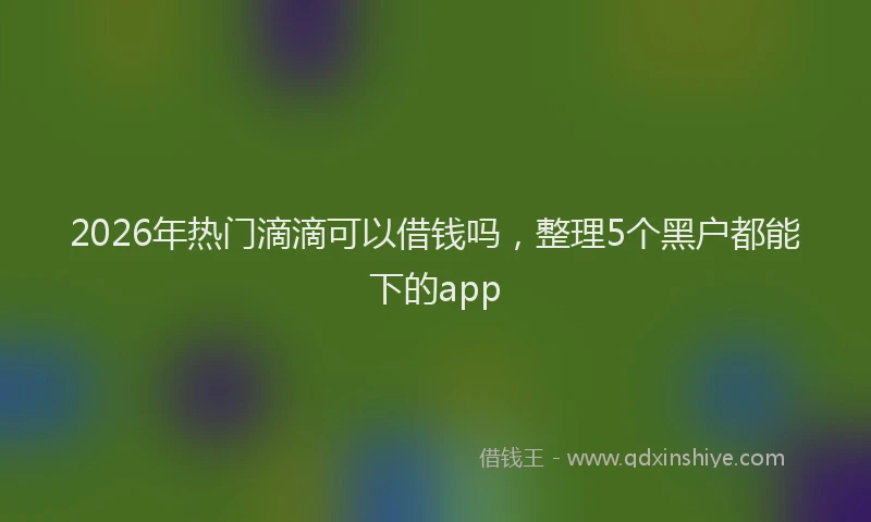 2026年热门滴滴可以借钱吗，整理5个黑户都能下的app