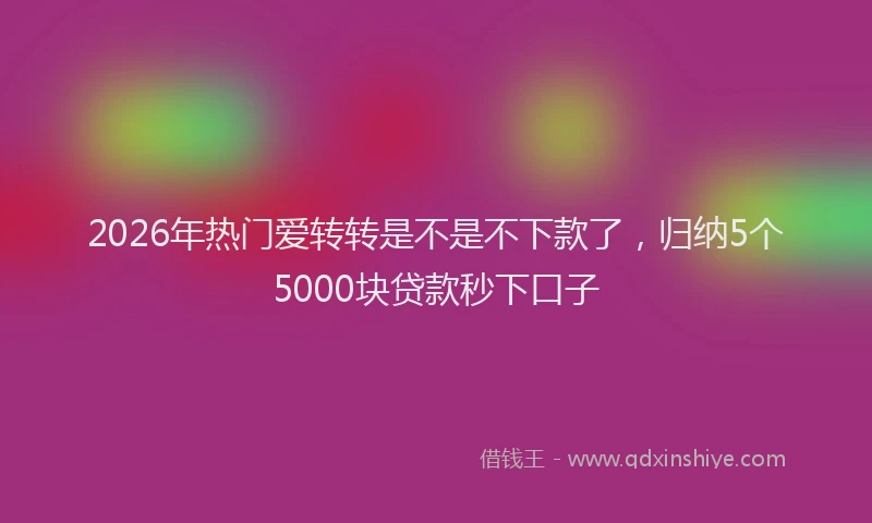 2026年热门爱转转是不是不下款了，归纳5个5000块贷款秒下口子