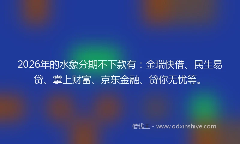 2026年的水象分期不下款有：金瑞快借、民生易贷、掌上财富、京东金融、贷你无忧等。