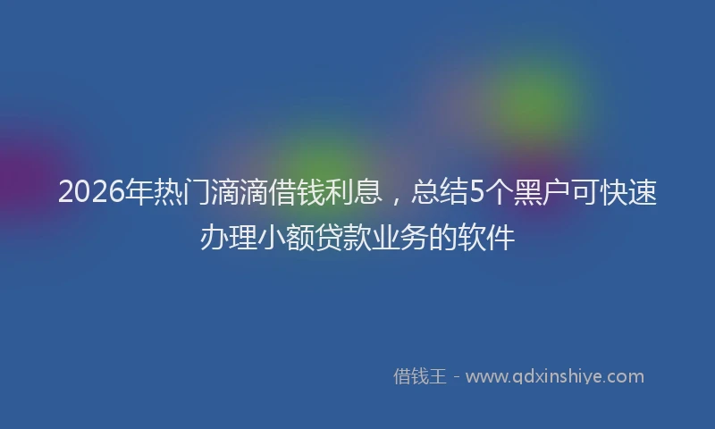 2026年热门滴滴借钱利息，总结5个黑户可快速办理小额贷款业务的软件