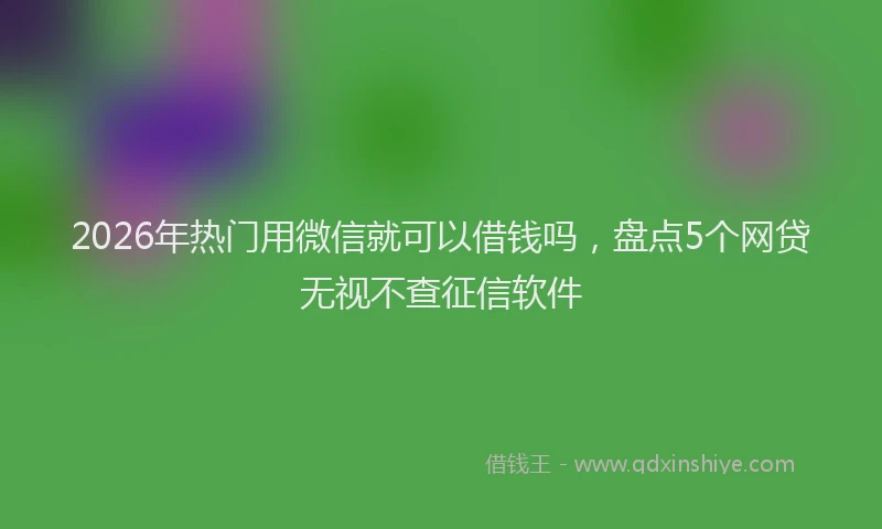2026年热门用微信就可以借钱吗，盘点5个网贷无视不查征信软件
