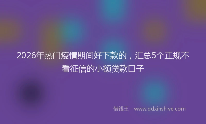 2026年热门疫情期间好下款的，汇总5个正规不看征信的小额贷款口子