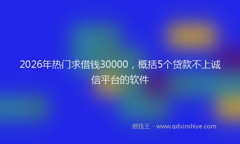 2026年热门求借钱30000,概括5个贷款不上诚信平台的软件