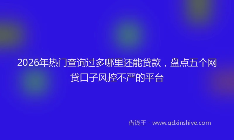 2026年热门查询过多哪里还能贷款，盘点五个网贷口子风控不严的平台