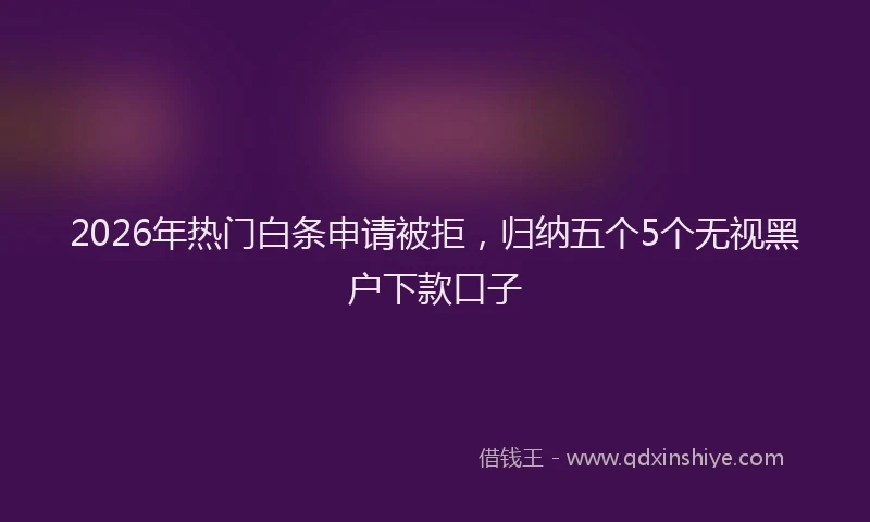 2026年热门白条申请被拒，归纳五个5个无视黑户下款口子