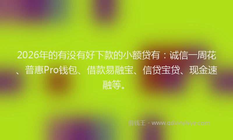 2026年的有没有好下款的小额贷有：诚信一周花、普惠Pro钱包、借款易融宝、信贷宝贷、现金速融等。
