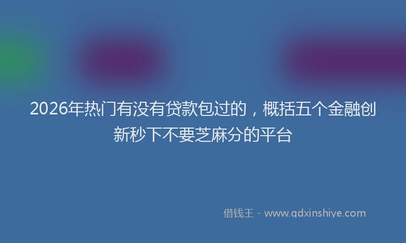 2026年热门有没有贷款包过的，概括五个金融创新秒下不要芝麻分的平台