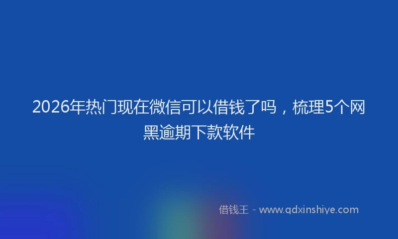 2026年热门现在微信可以借钱了吗，梳理5个网黑逾期下款软件