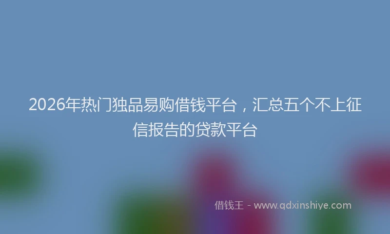 2026年热门独品易购借钱平台,汇总五个不上征信报告的贷款平台