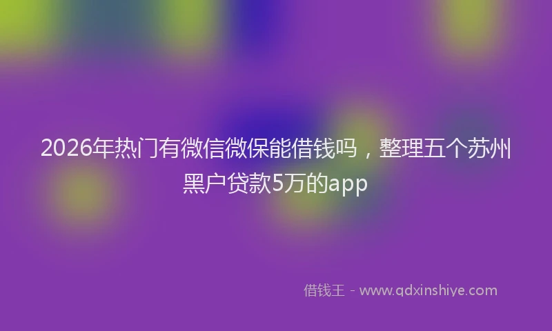 2026年热门有微信微保能借钱吗，整理五个苏州黑户贷款5万的app