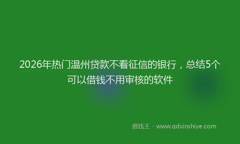 2026年热门温州贷款不看征信的银行，总结5个可以借钱不用审核的软件