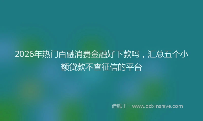 2026年热门百融消费金融好下款吗，汇总五个小额贷款不查征信的平台
