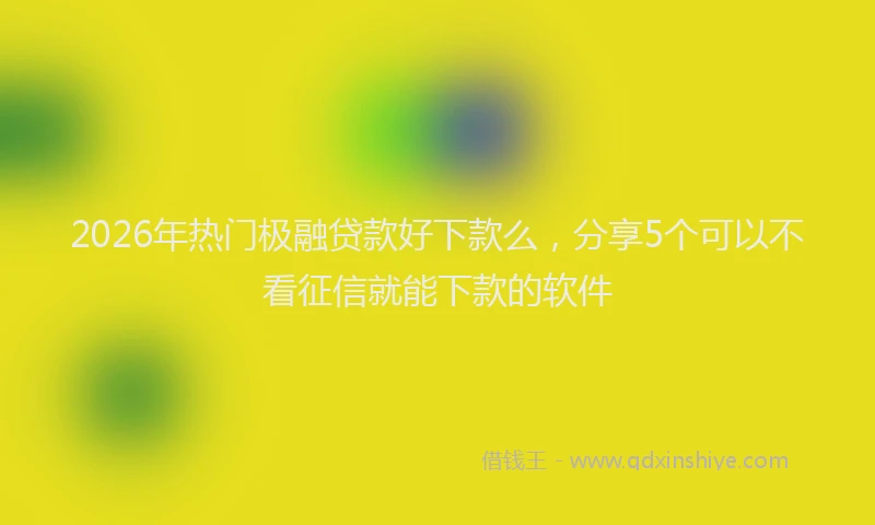 2026年热门极融贷款好下款么，分享5个可以不看征信就能下款的软件