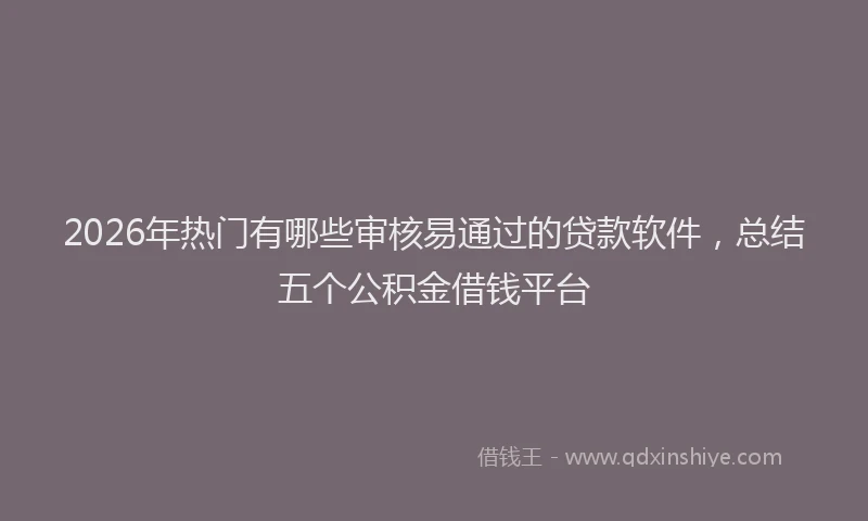 2026年热门有哪些审核易通过的贷款软件，总结五个公积金借钱平台