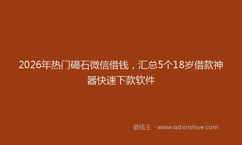 2026年热门碣石微信借钱，汇总5个18岁借款神器快速下款软件