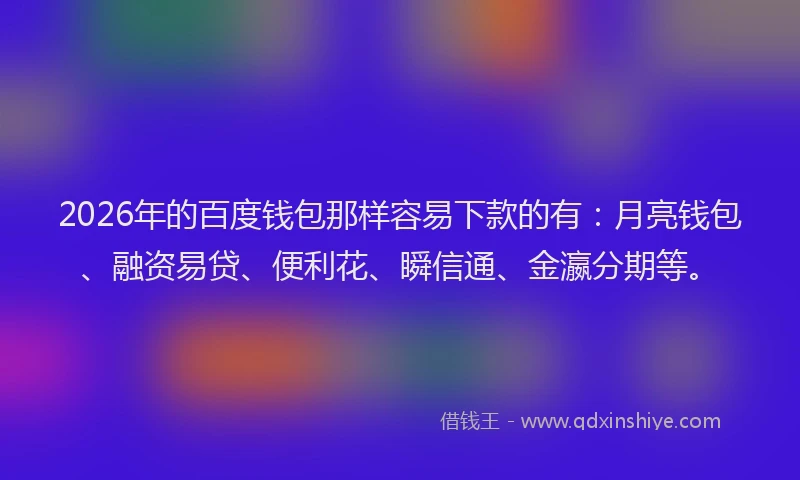 2026年的百度钱包那样容易下款的有：月亮钱包、融资易贷、便利花、瞬信通、金瀛分期等。