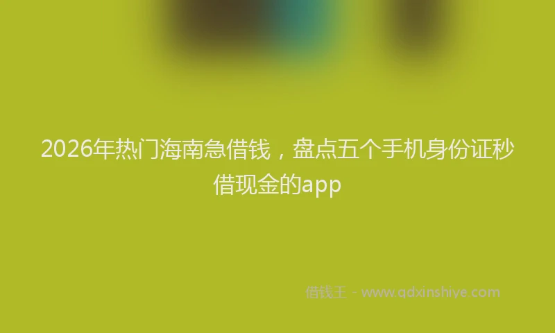 2026年热门海南急借钱，盘点五个手机身份证秒借现金的app