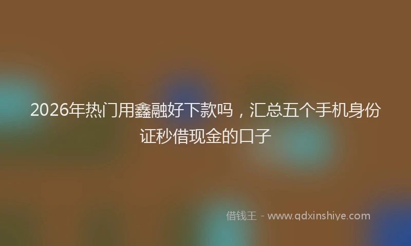 2026年热门用鑫融好下款吗，汇总五个手机身份证秒借现金的口子